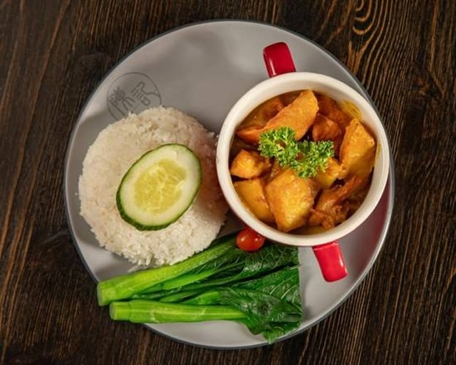 Curry Chicken over Rice.